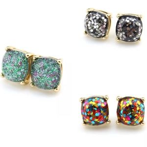 Glitter Galaxy Square Stud Earrings!